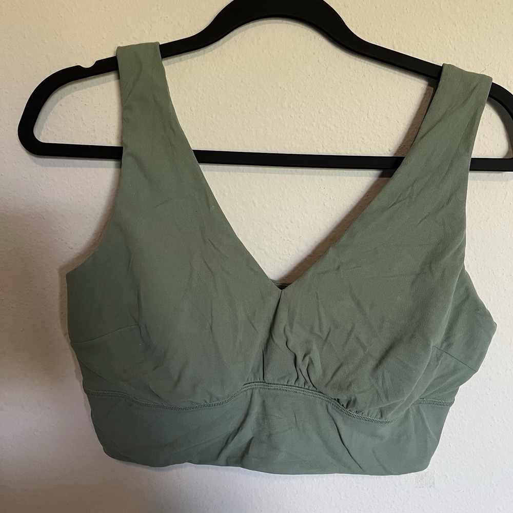 Lululemon Align Sports Bra Size 6 C/D Cup V-neck Grey Eucalyptus Light Support